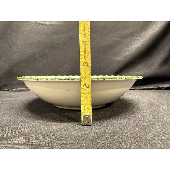 Vintage Blue Ridge 9.5" green briar Round Serving m Bowl Southern Pottery flower - Picture 7 of 8